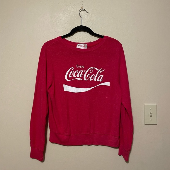 Wildfox X Coca Cola Enjoy Red Sherpa Faux Vintage Crewneck Sweatshirt - Picture 1 of 6